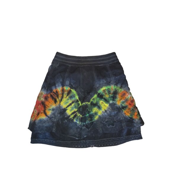 Tie Dye Skirt Embroidery Details Mini Short Festival Rave Party‎ - Picture 3 of 6